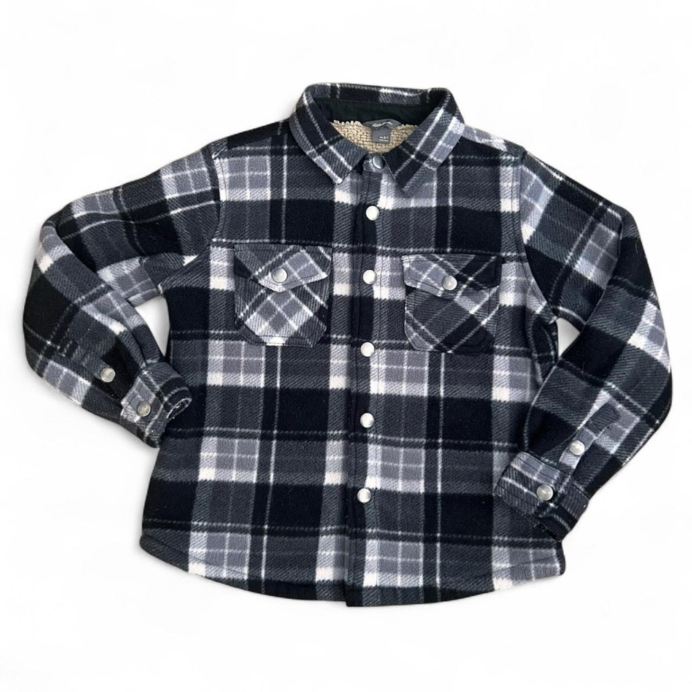 Eddie Bauer warm and soft black + white plaid insulated flannel